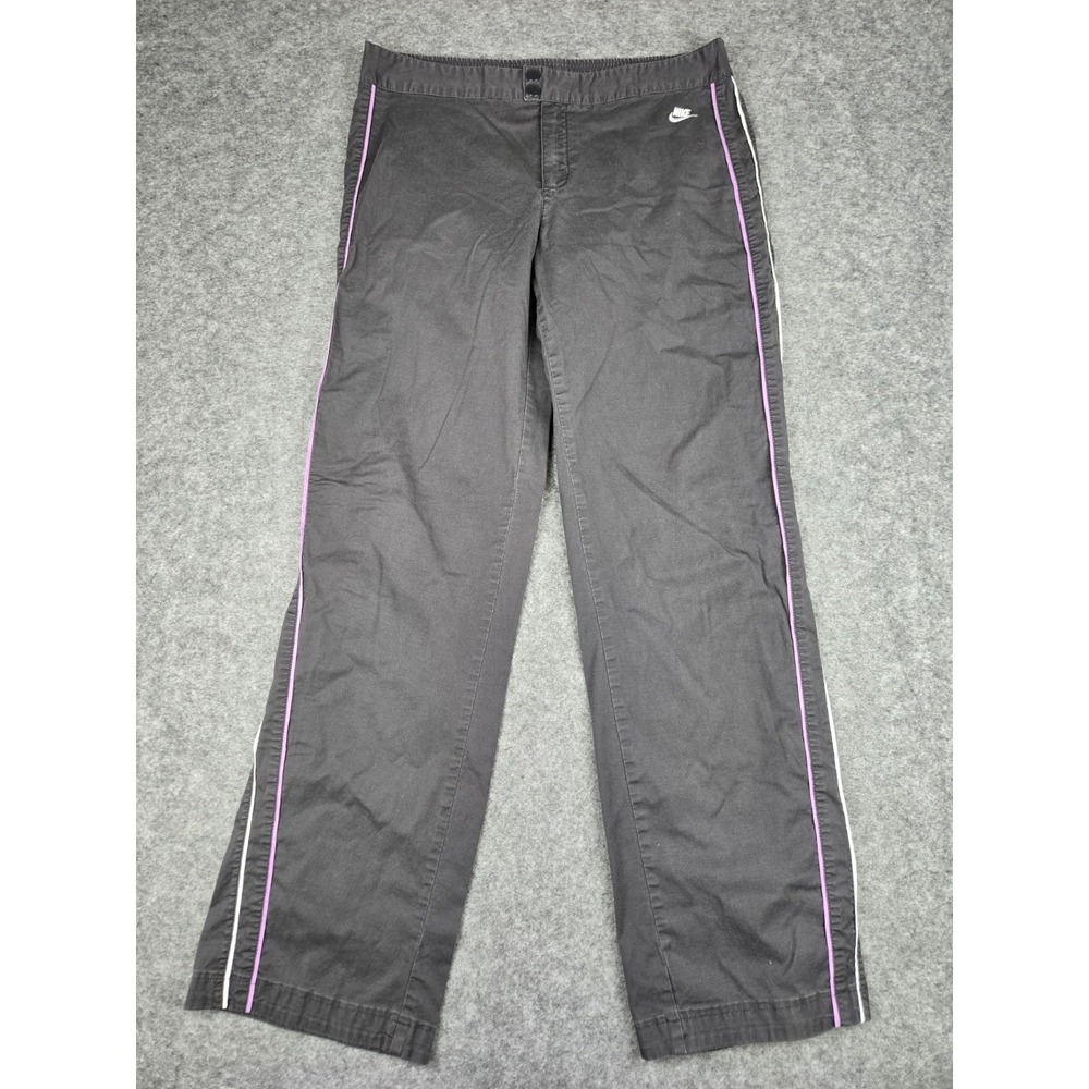 Vintage Nike Track Pants Women's Size Medium Gray Pink White‎ Stripes Jogger VTG